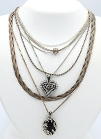 Group lot of 6 Vintage 925 sterling silver necklaces