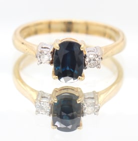 Charming 14kt Yellow Gold Sapphire and Diamond Ring