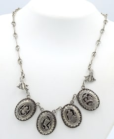 Art Deco Egyptian 925 sterling silver necklace
