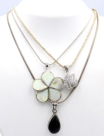 Group lot of 3 Vintage 925 sterling silver necklaces