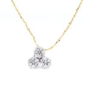 10kt Yellow gold 0.25ctw 2 toned diamond cluster pendant on chain