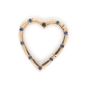 14kt Yellow gold heart shaped blue sapphire pendant