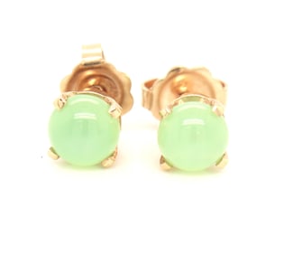 14kt Yellow gold round green star sapphire stud earrings