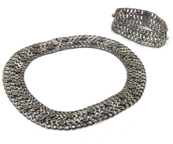 Set of Vintage 925 sterling silver necklace and matching bracelet