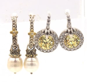 2 Pairs of 925 sterling silver designer earrings