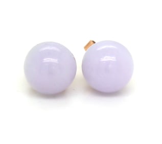 14kt Yellow gold Lavender Jade stud earrings