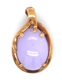 14kt Yellow gold lavender Jade pendant