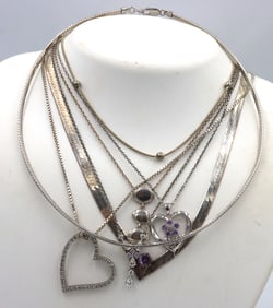 Group lot of 7 vintage 925 sterling silver necklaces