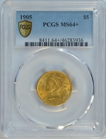 1905 $5 Gold Liberty Eagle PCGS MS64+