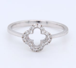 14kt White Gold approximate 0.16ctw Diamond open Ring