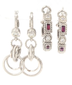 2 Pairs of Judith Ripka earrings in 925 sterling silver