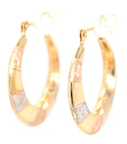 14kt Tri color gold hoop earrings
