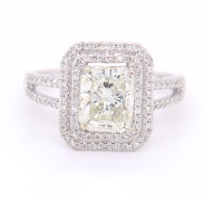 GIA Certified 2.01ct Rectangular Brilliant Cut Diamond Engagement Ring