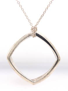 Tiffany & Co Frank Gehry square Torque necklace: 925 Sterling silver Tiffany & Co Frank Gehry square Torque necklace in 14-inch chain. The total weight of the necklace is 5 grams.