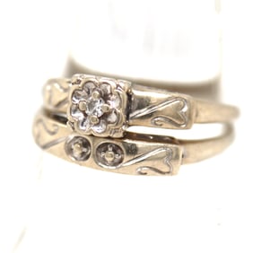 14kt White gold princess cut diamond bridal set