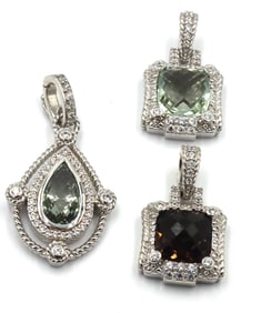 Lot of 3 Judith Ripka 925 sterling silver pendants