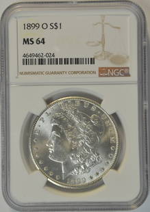 1899-O $1 Morgan Silver Dollar NGC MS 64: 1899-O $1 Morgan Silver Dollar NGC MS 64.
