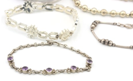 Group lot of 5 Vintage 925 sterling silver bracelets