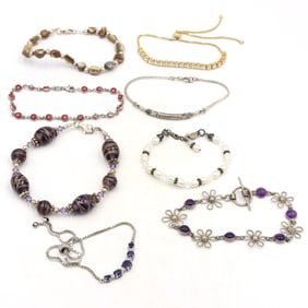 Group lot of 8 Vintage 925 sterling silver bracelets