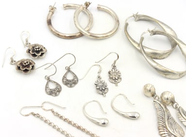 Group lot of Vintage 925 sterling silver earrings