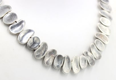 Vintage 925 sterling silver bean link necklace