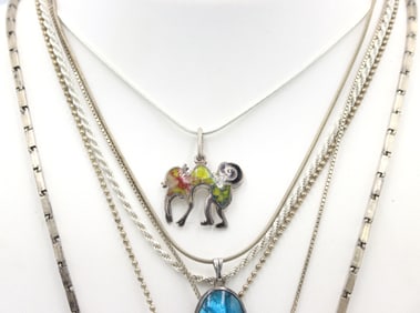 Group lot of 6 Vintage 925 sterling silver necklaces
