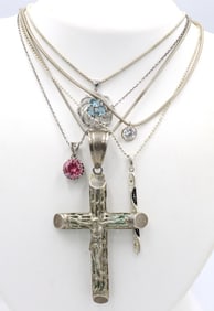 Group lot of 5 Vintage 925 sterling silver necklaces