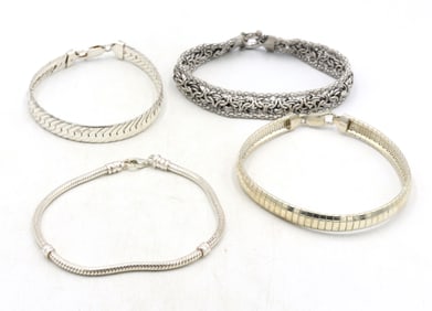 Group lot of 4 Vintage 925 sterling silver bracelets
