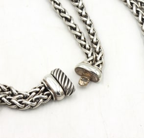 David Yurman double wheat chain necklace with circle pendant