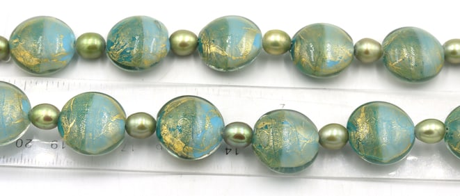Satin glass bead and pearl necklace