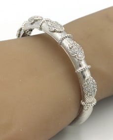 Judith Ripka CZ station hinged cuff bangle