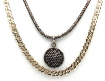 Group lot of 2 vintage 925 sterling silver necklaces