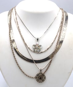 Vintage 925 sterling silver 5 group lot of necklaces