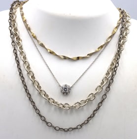 Vintage 925 sterling silver group lot of 4 necklaces