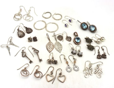 Group lot of vintage 925 sterling silver earrings