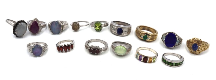 Big group lot of Vintage 925 sterling silver rings