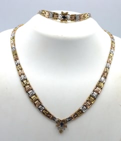 Set of 925 sterling silver necklace and bracelet