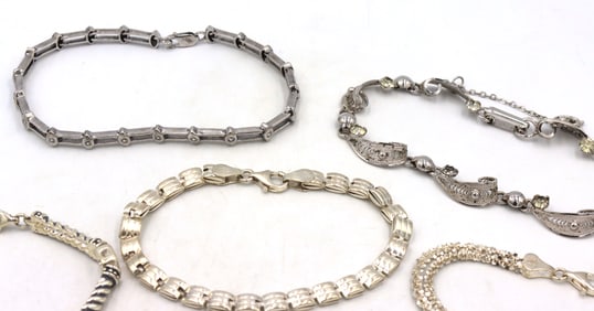 Group of 7 vintage 925 sterling silver bracelets