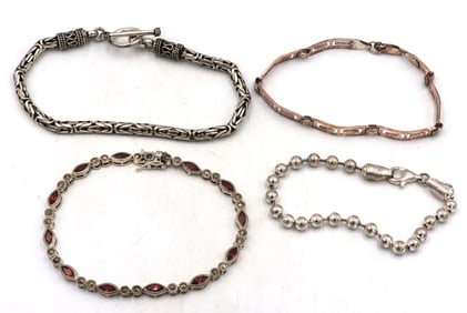 Group lot of 4 vintage 925 sterling silver bracelets