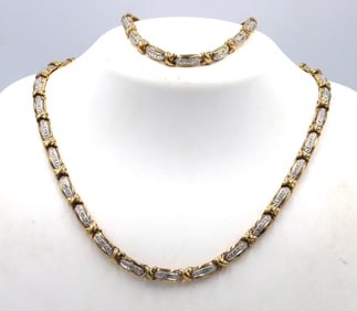 Set of 925 sterling silver cubic zirconia necklace and bracelet