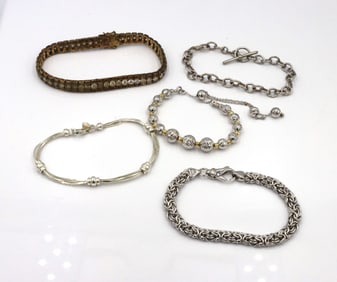 Group of 5 vintage 925 sterling silver bracelets