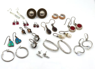 Group lot of vintage 925 sterling silver earrings