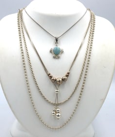 Group lot of 5 Vintage 925 sterling silver necklaces