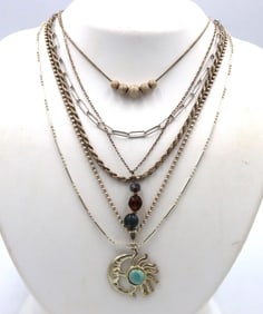 Group lot of 6 Vintage 925 sterling silver necklaces