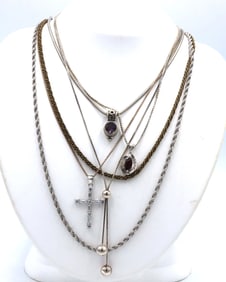 Group lot of 6 vintage 925 sterling silver necklaces