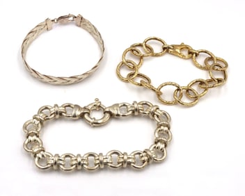 Group lot of 3 vintage 925 sterling silver bracelets