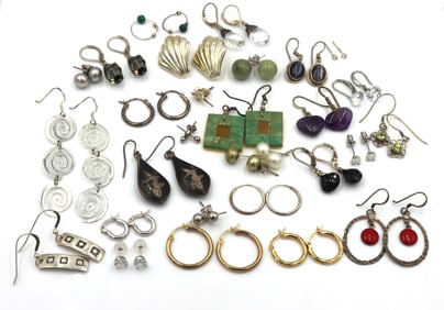 Group lot of vintage 925 sterling silver stud and dangle earrings