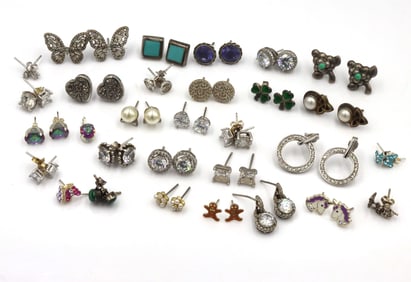 Group lot of vintage 925 sterling silver earrings