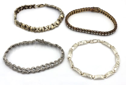 Group of 4 vintage 925 sterling silver bracelets