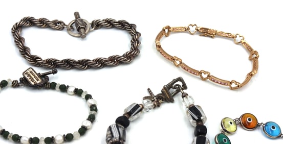 Group of 8 vintage 925 sterling silver bracelets